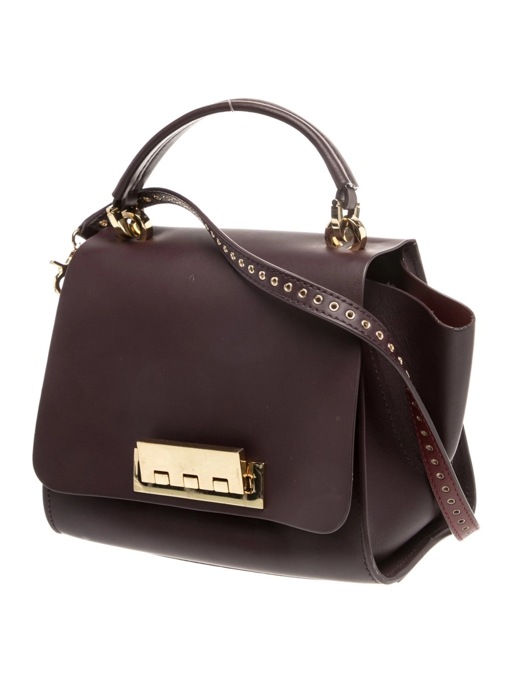Zac Posen Leather Top-Handle Satchel in Deep Burgundy